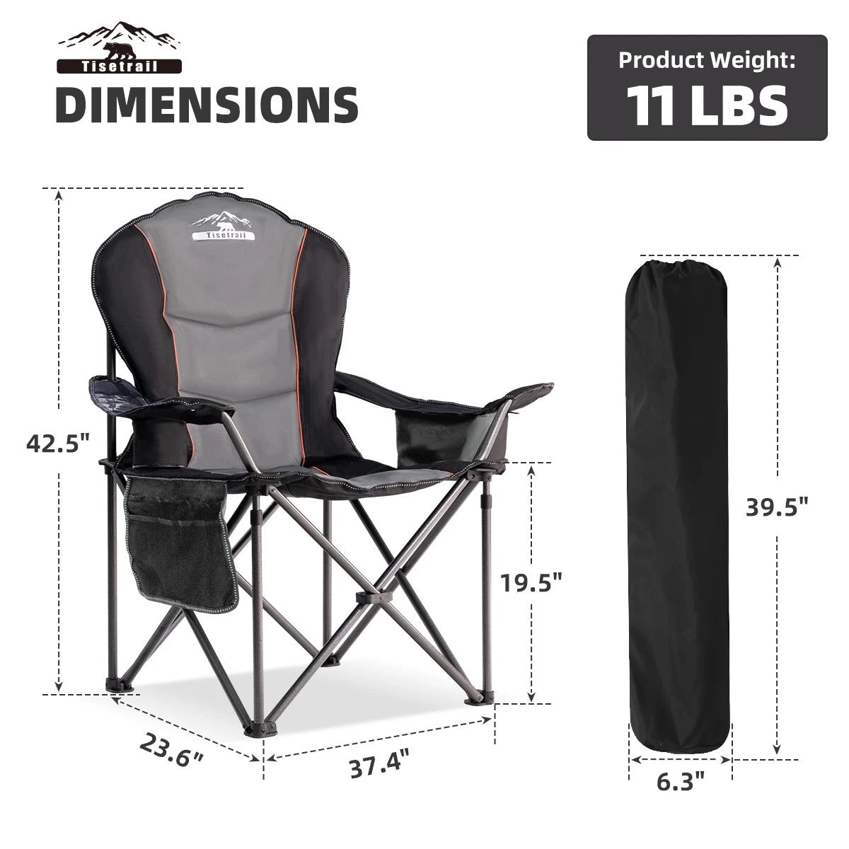 Oversized 500LB Rated Heavy Duty Camp Chair